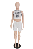 Red Fashion Print Letter Half A Turtleneck Sleeveless Two Pieces