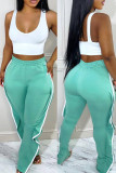 Light Green Casual Street Solid Patchwork Flounce High Waist Pencil Patchwork Bottoms
