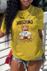 Yellow Fashion Casual Print Letter O Neck T-Shirts