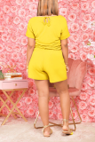 Ginger Fashion Solid Draw String O Neck Straight Rompers
