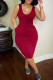 Red Fashion Casual Print Basic U Neck Vest Dress