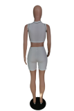 Red Fashion Print Letter Half A Turtleneck Sleeveless Two Pieces