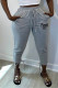 Grey Fashion Casual Letter Print Basic Regular High Waist Trousers