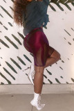 Red Sexy Solid Patchwork Regular High Waist Pencil Patchwork Bottoms