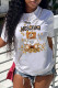 White Fashion Casual Print Letter O Neck T-Shirts