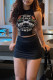 Black Fashion Sexy Print Hollowed Out O Neck Sleeveless Two Pieces