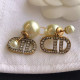 Gold Fashion Vintage Letter Hot Drill Earrings