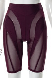 Red Sexy Solid Patchwork Regular High Waist Pencil Patchwork Bottoms