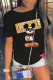 Black Fashion Casual Character Letter O Neck T-Shirts