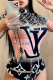 Pink Fashion Sexy Print Letter Swimwears