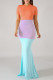 Orange Fashion Casual Solid Patchwork O Neck Short Sleeve Dress Dresses