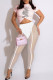 White Fashion Sexy Print Letter O Neck Short Sleeve Two Pieces