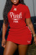 Red Casual Print Patchwork O Neck Short Sleeve Two Pieces