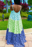 Pink Casual Sweet Print Patchwork Spaghetti Strap A Line Dresses
