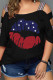Black Red Fashion Casual Print Hollowed Out O Neck T-Shirts