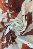 Light Brown Sexy Print Patchwork Backless Spaghetti Strap Straight Dresses