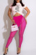 Rose Red Fashion Sexy Print Letter O Neck Short Sleeve Two Pieces