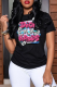 Black Fashion Print Patchwork Letter O Neck T-Shirts