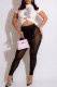 Black Fashion Sexy Print Letter O Neck Short Sleeve Two Pieces