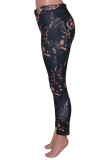 Black Fashion Casual Print Basic Skinny High Waist Pencil Trousers