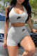 Silver Fashion Casual Print Patchwork U Neck Sleeveless Two Pieces