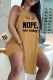 Apricot Fashion Casual Letter Print Slit U Neck Sleeveless Two Pieces