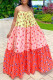 Pink Casual Sweet Print Patchwork Spaghetti Strap A Line Dresses