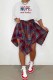 Red Blue Fashion Casual Letter Print Asymmetrical O Neck Short Sleeve Two Pieces