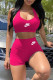 Rose Red Fashion Casual Print Patchwork U Neck Sleeveless Two Pieces