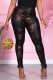 Black Fashion Casual Print Basic Skinny High Waist Pencil Trousers