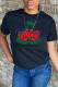 Black Fashion Cute Print Patchwork Letter O Neck T-Shirts
