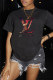 Black Fashion Street Print Patchwork Letter O Neck T-Shirts