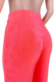Fluorescent Yellow Casual Solid Patchwork High Waist Wide Leg Solid Color Bottoms