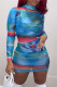 Blue Fashion Sexy Print See-through Turtleneck Long Sleeve Dresses