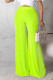 Fluorescent Yellow Casual Solid Patchwork High Waist Wide Leg Solid Color Bottoms