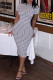 White Fashion Casual Letter Patchwork O Neck One Step Skirt Dresses