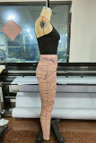 Pink Fashion Sexy Print Backless Spaghetti Strap Sleeveless Two Pieces