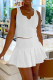 White Sexy Casual Solid Vests U Neck Sleeveless Two Pieces