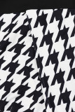 Black Sexy Print Bandage Patchwork V Neck Regular Jumpsuits