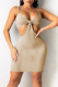 Khaki Fashion Sexy Solid Backless Spaghetti Strap Sleeveless Dress Dresses