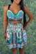 Fluorescent Green Sexy Patchwork Square Collar Sleeveless Two Pieces
