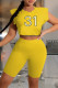 Yellow Fashion Casual Solid Embroidered O Neck Sleeveless Two Pieces