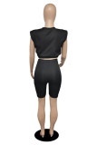 Pink Fashion Casual Solid Embroidered O Neck Sleeveless Two Pieces