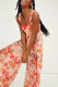 Apricot Pink Casual Print Patchwork Straight Jumpsuits