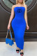 Blue Fashion Sexy Print Letter Strapless One Step Skirt Dresses