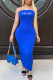 Blue Fashion Sexy Print Letter Strapless One Step Skirt Dresses