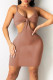 Dark Coffee Fashion Sexy Solid Backless Spaghetti Strap Sleeveless Dress Dresses