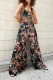 Colour Casual Print Patchwork Straight Jumpsuits