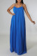 Blue Casual Solid Patchwork Backless Spaghetti Strap Sling Dress Dresses