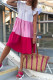 Rose Red Casual Solid Patchwork O Neck A Line Dresses
